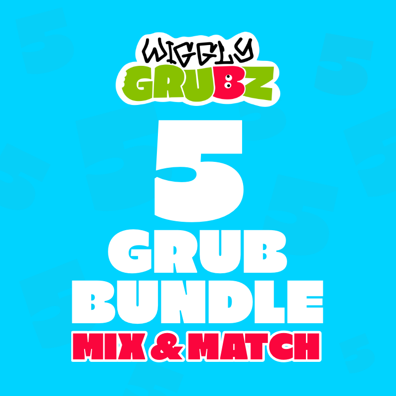 5 Toy Wiggly Grubz Fidget Animal Toy Bundle Mix and Match