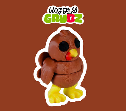 Baby Turkey Wiggly Grubz Fidget Animal Toy For Creative Play