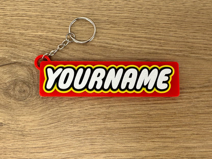 Personalised Lego Style Keyring - Customise With Any Name