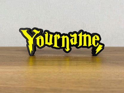 Picture of a harry potter name sign on a desk or bedroom table